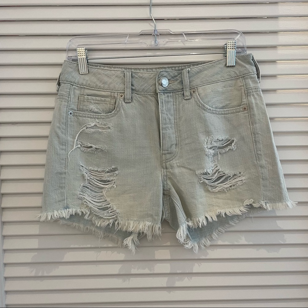 American Eagle Light Wash Distressed Denim Shorts